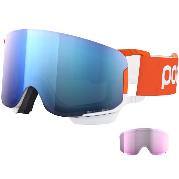 Fietstaxi prins eigendom POC Nexal Mid Clarity Comp fluorescent orange/hydrogen white/spektris blue  + reserve lens |POC Skibril | POC | P | MERKEN | XSPO NL